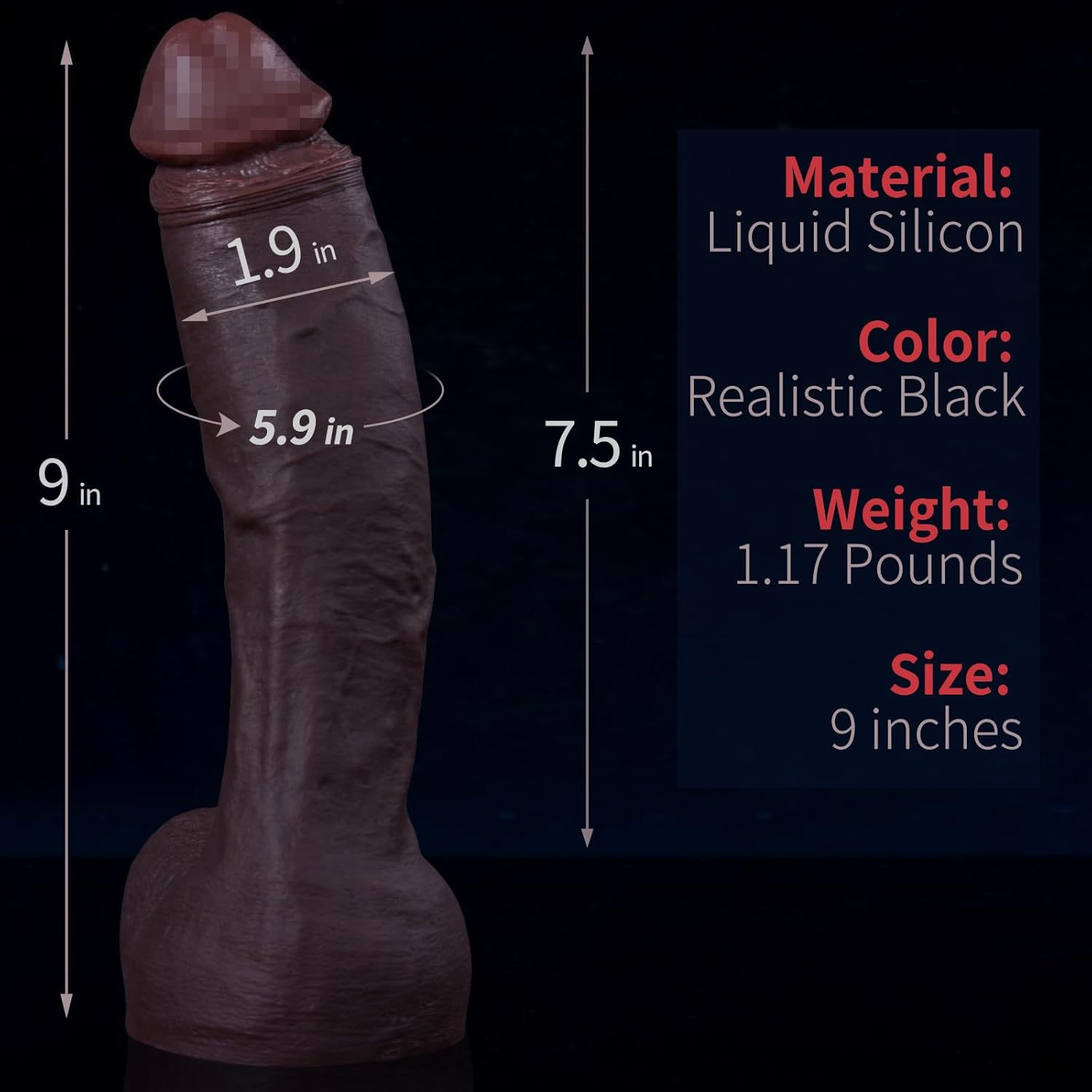 Realistic Black Skin Dildo for Women thumbnail 2