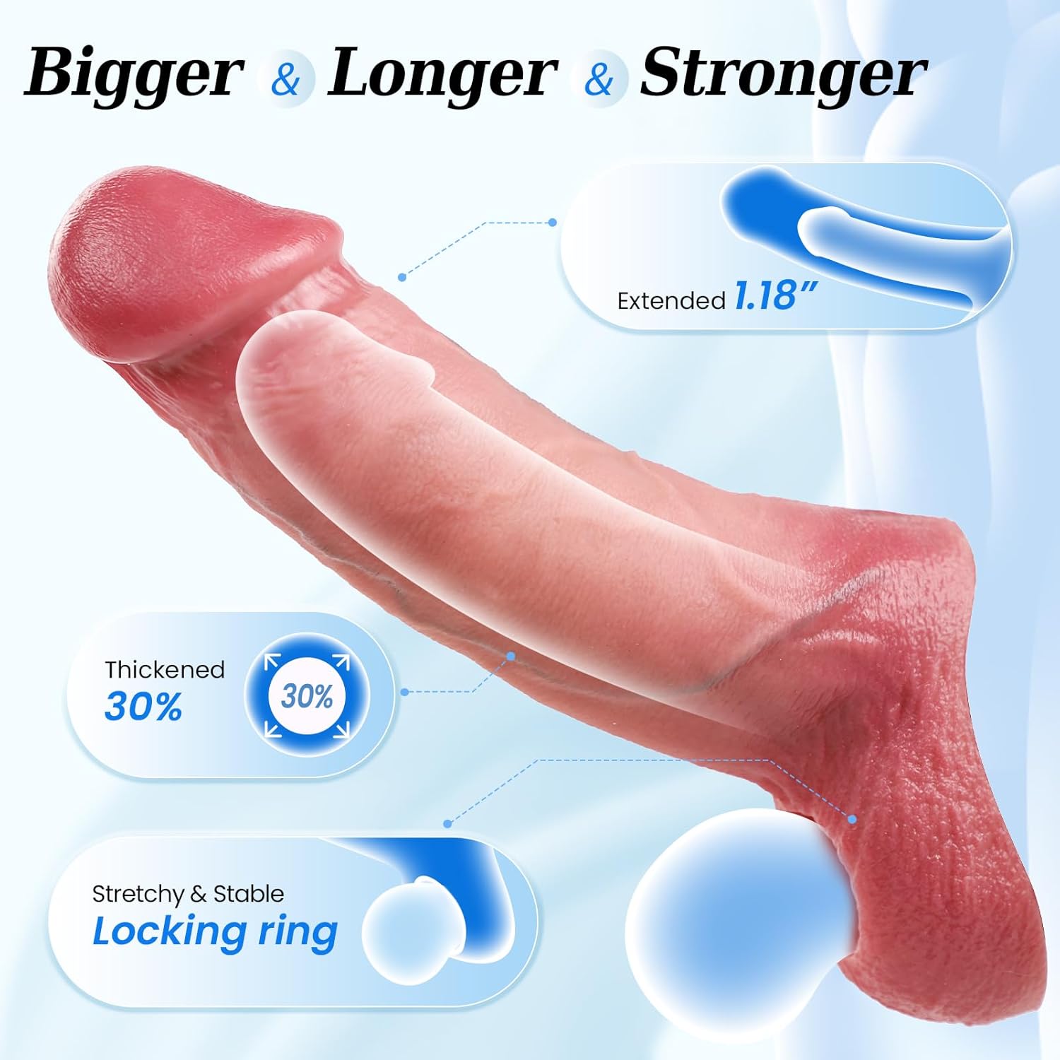 Realistic Silicone Penis Sleeve for Men thumbnail 3