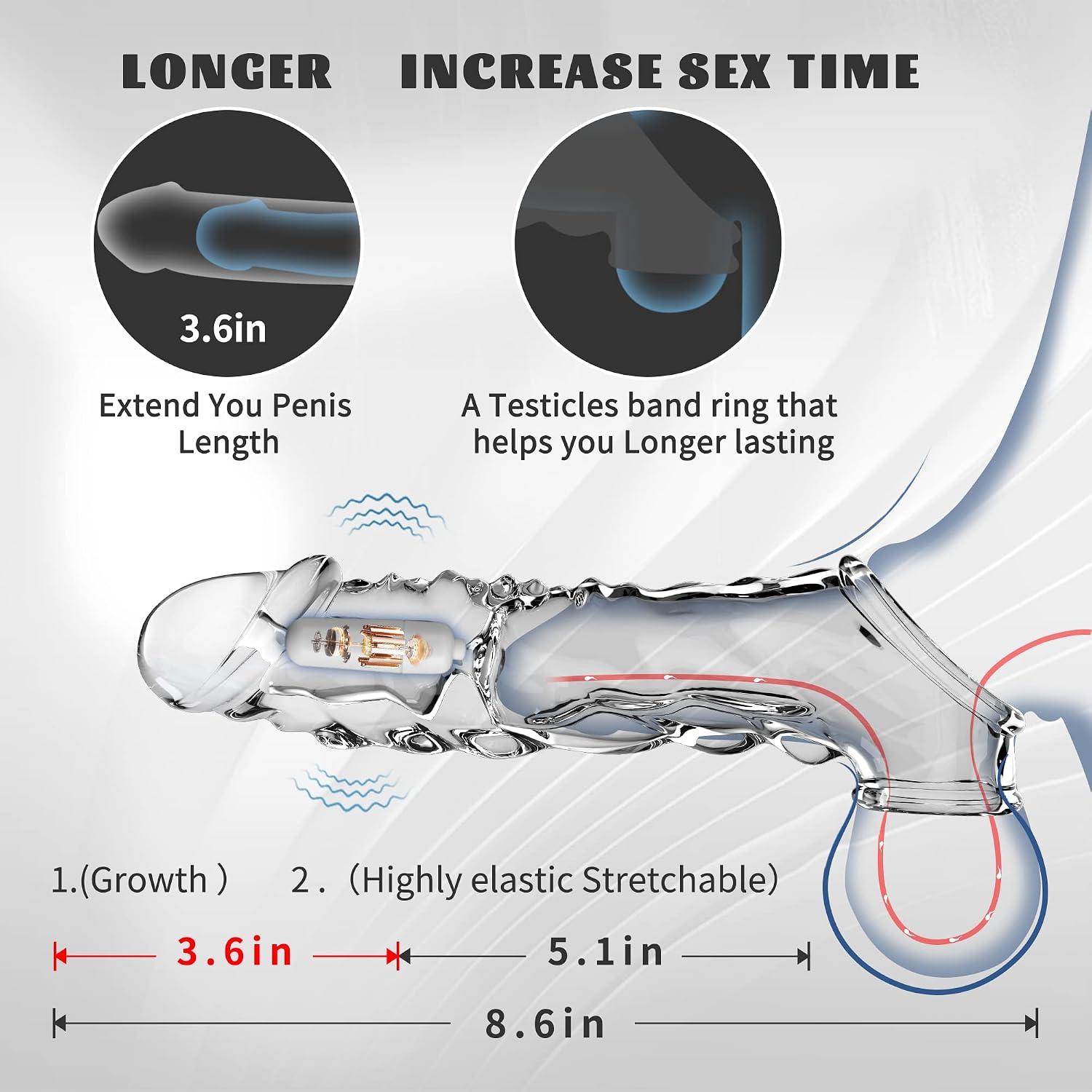 10 Inch Vibrator Penis Sleeve Sex Toy thumbnail 3