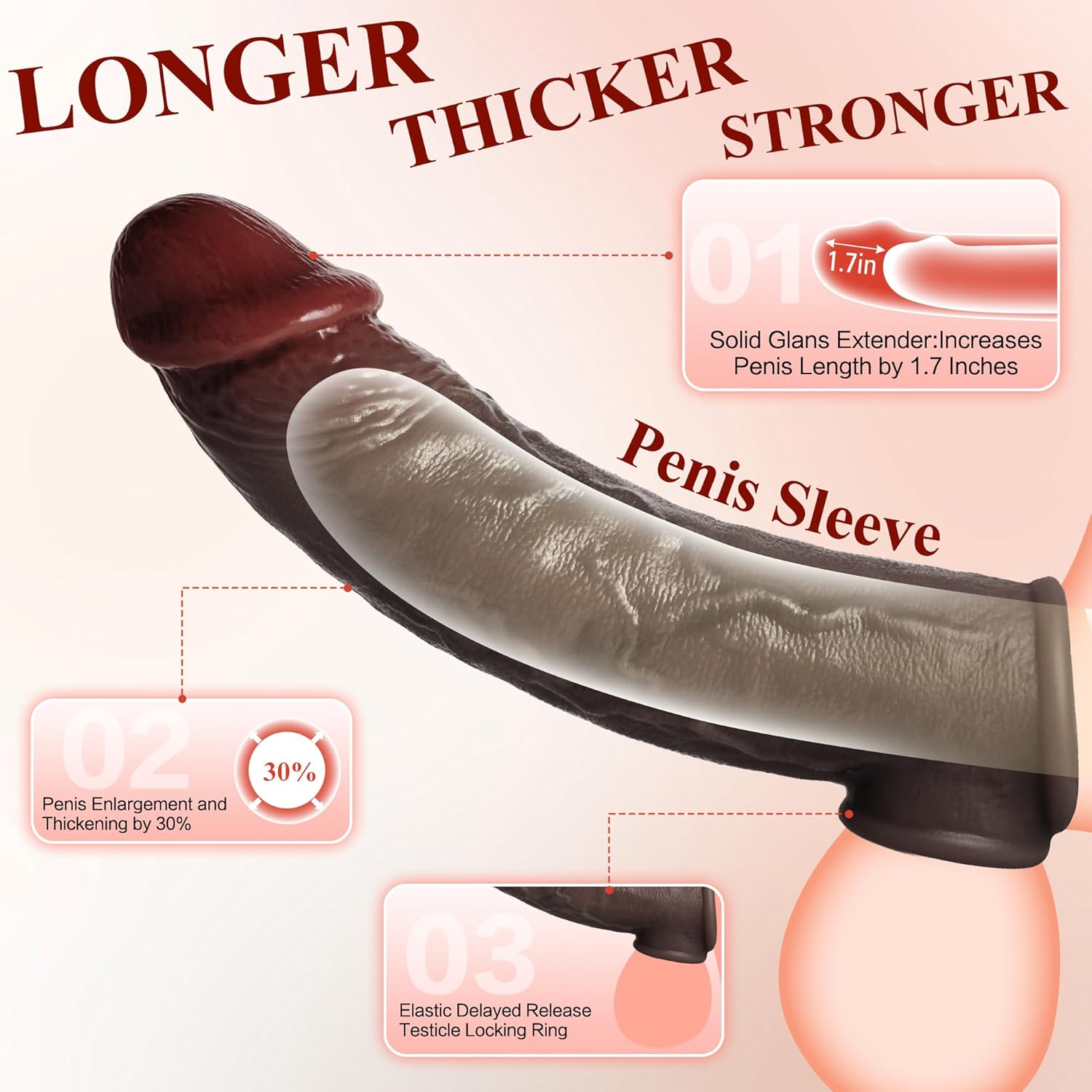 8 Inch Penis Sleeve Extender for Men thumbnail 3