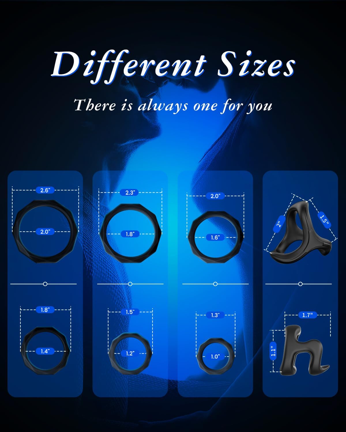 8 Sizes Penis Cock Rings Set for Men thumbnail 3
