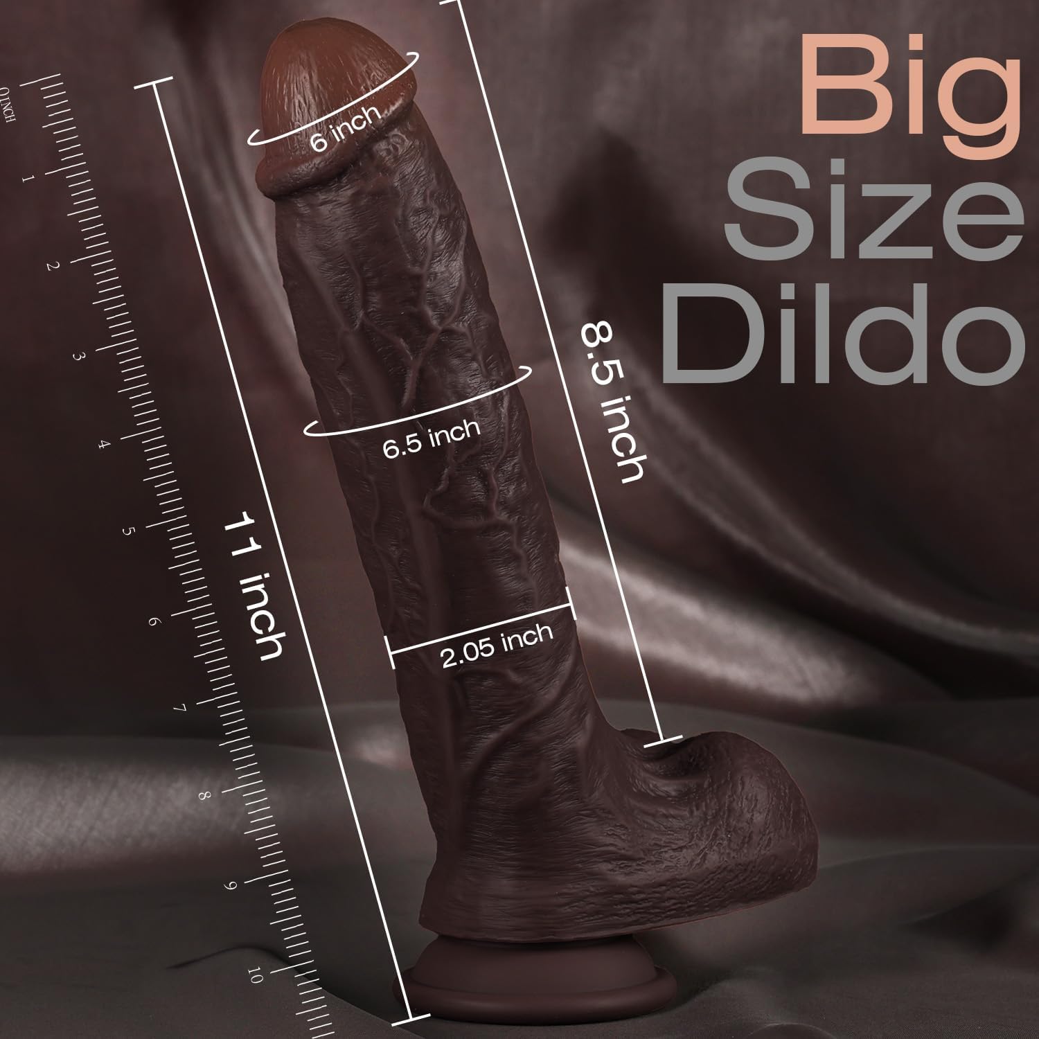 11 Inch Realistic Big Black Dildo Sex Toy thumbnail 2