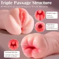 Realistic Male Masturbator Pocket Pussy with Triple Channel thumbnail 2