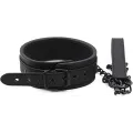 Leather BDSM Collar Harness with Chain Leash thumbnail 3