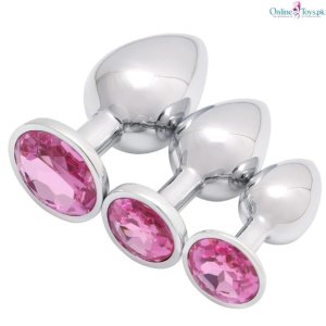 3 PCS Pink Silicone Butt Plug Set