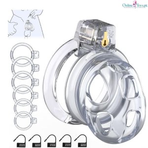 Silicone Chastity Cage with 6 Adjustable Rings