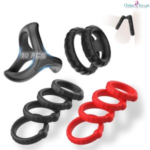 10 Pcs Silicone Penis Sleeve Rings Set for Men