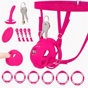 Vibrating Penis Chastity Cage Set for Men