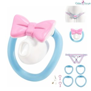 Blue Bow Resin Penis Male Chastity Cage