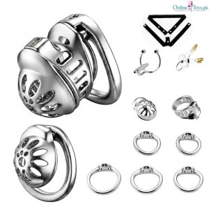 Metal Chastity Cage with Detachable Plug